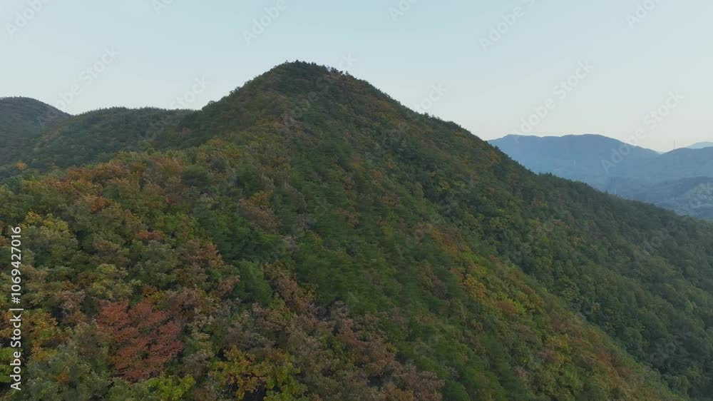 Drone View of Gangneung City in South Korea, Gangwon-do, mountains, autumn leaves, 60fps Drone View of Gangneung City in South Korea, Gangwon-do, mountains, autumn leaves, 60fps