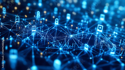 The concept of Endpoint Security in the field of cyber security, A detailed, blue micro scheme or circuit diagram, symbolizes the intricate network of connections in a digital system photo