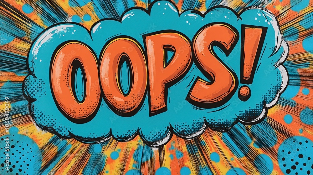Fototapeta premium A comic book style illustration of the word 'Oops!' in a speech bubble.