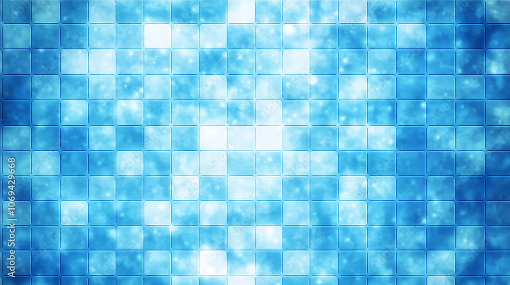blue abstract seamless network background with dots and squares