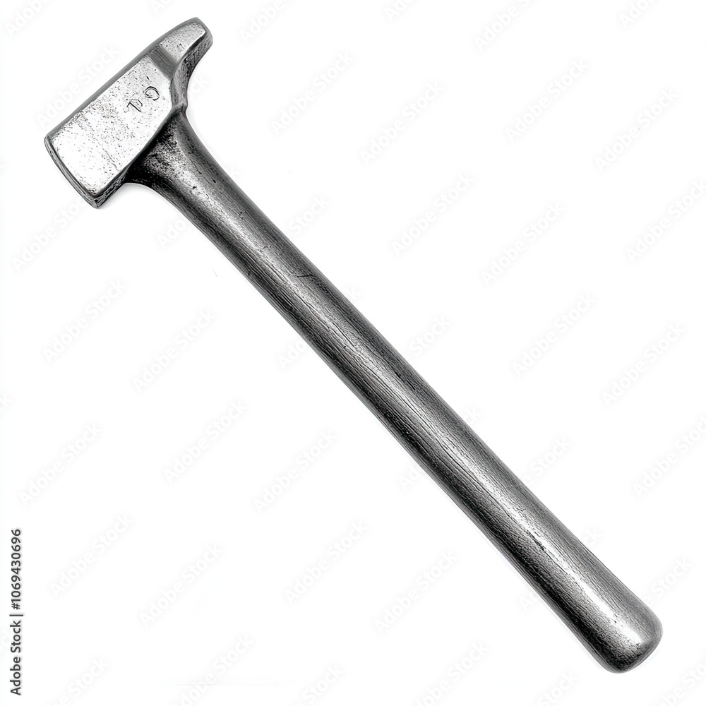Silver hammer on a white background isolated tool photography Silver hammer on a white background isolated tool photography