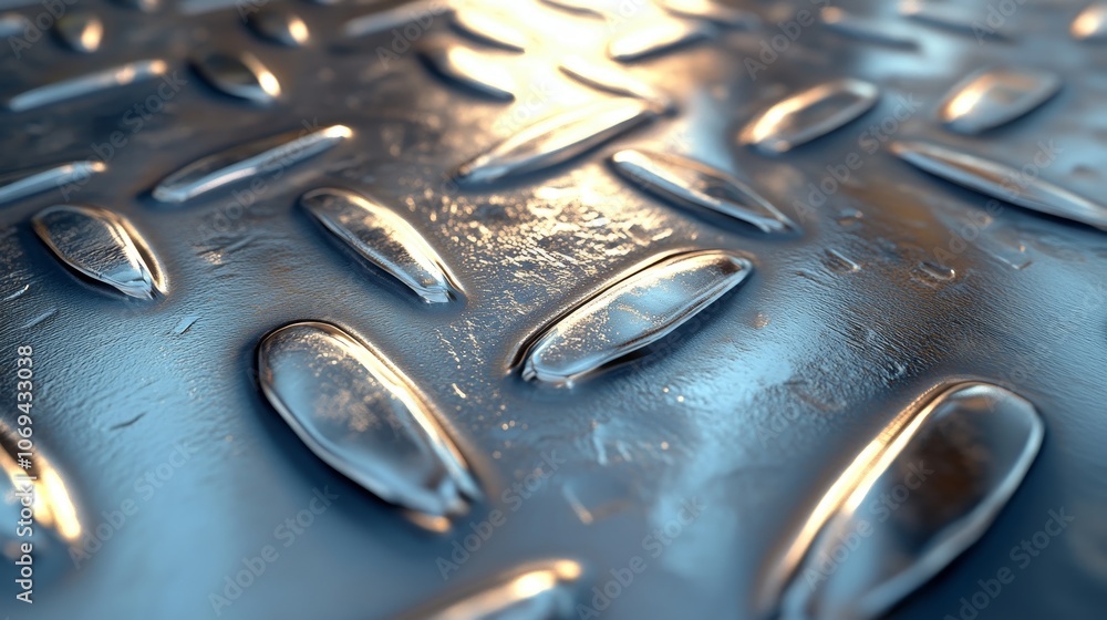 Highly detailed 3D metallic surface with diamond plate texture, brushed steel look, crisp diamond edges, subtle light reflections, realistic shadows Highly detailed 3D metallic surface with diamond plate texture, brushed steel look, crisp diamond edges, subtle light reflections, realistic shadows