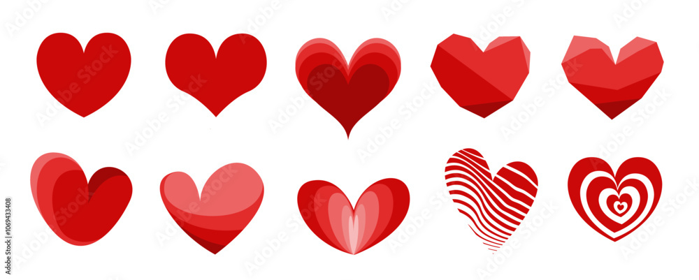 Red heart icons set vector Red heart icons set vector