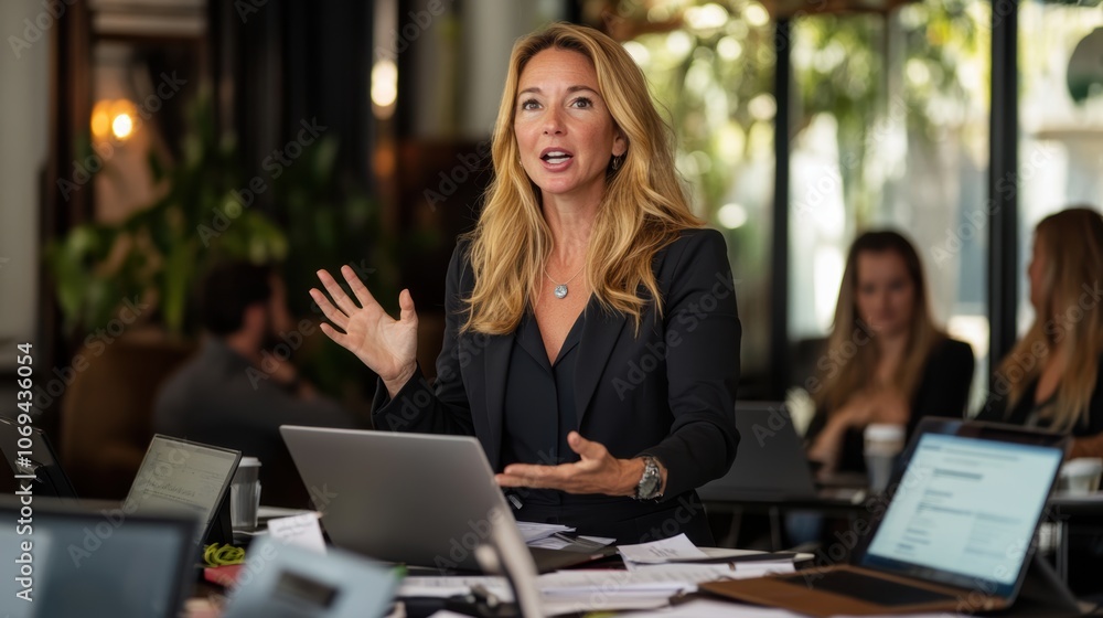 Businesswoman Engaging Her Team in a Meeting Businesswoman Engaging Her Team in a Meeting