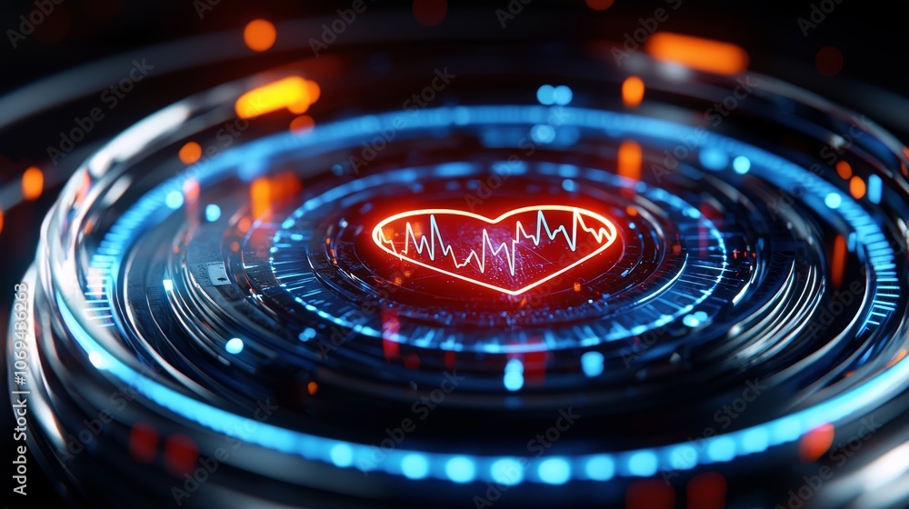 Smart heart patch with real-time ECG readings, clear on-skin display interface, close-up showing dynamic heart rate changes, futuristic design Smart heart patch with real-time ECG readings, clear on-skin display interface, close-up showing dynamic heart rate changes, futuristic design