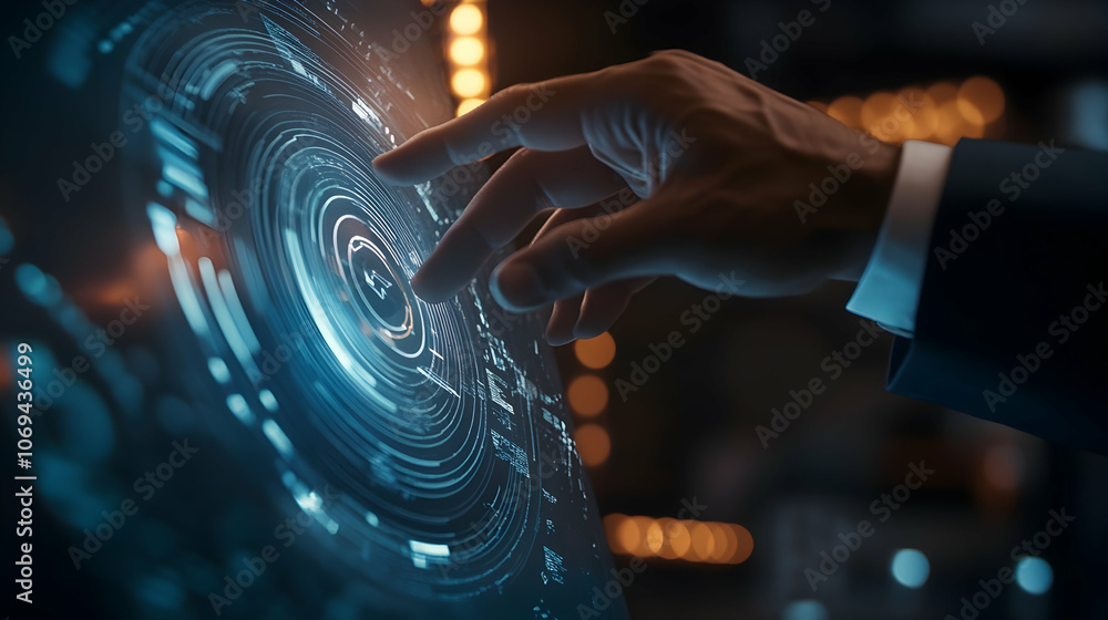 Close-up of a business professional using AI-powered analytics software for decision-making - Close-up of a business professional using AI-powered analytics software for decision-making -