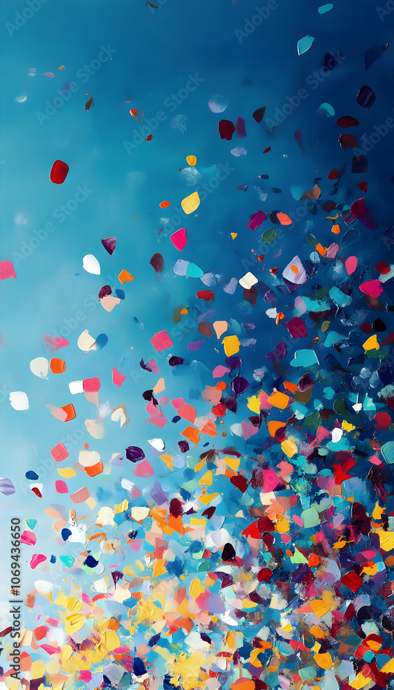 Colorful Confetti Wallpaper on Blue Background - Colorful Confetti Wallpaper on Blue Background -