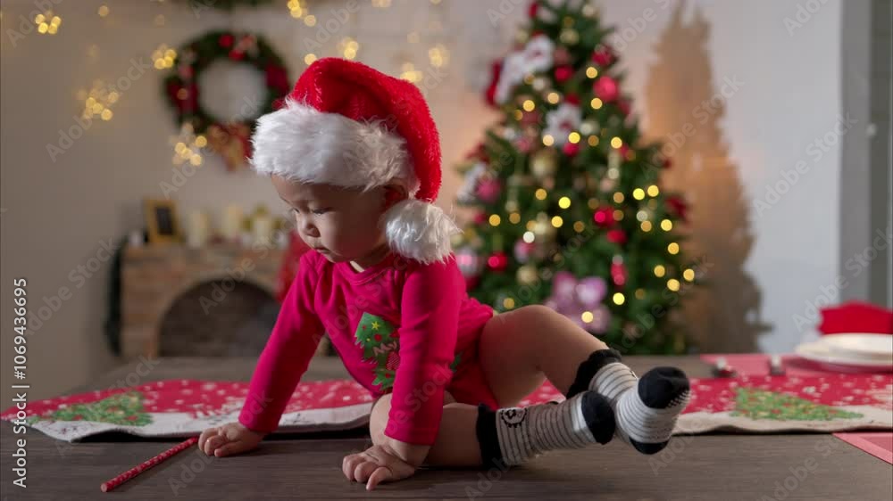 Portrait of little boy in Christmas costume on Christmas night Portrait of little boy in Christmas costume on Christmas night