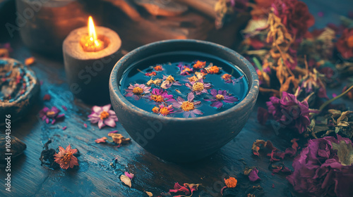 A witchs broomstick leaning against a crooked fence with pumpkins scattered around.