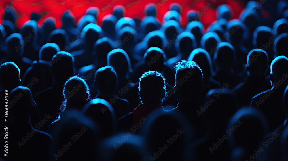 Obraz premium A crowd silhouette captured in dramatic lighting, creating a striking visual effect