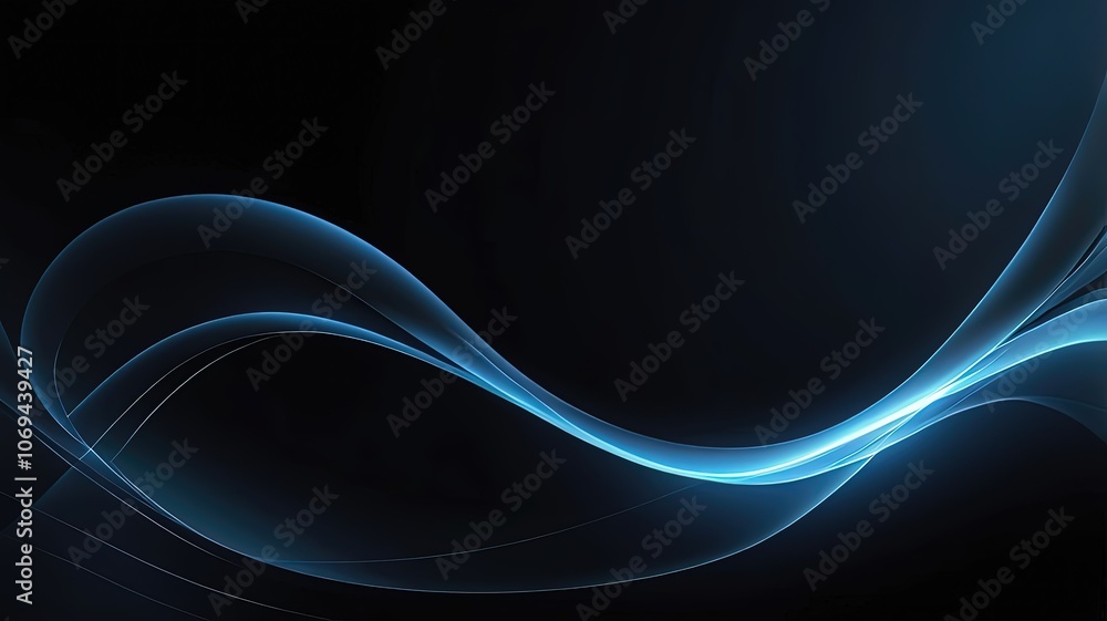 Naklejka premium Abstract blue wave design on a dark background.