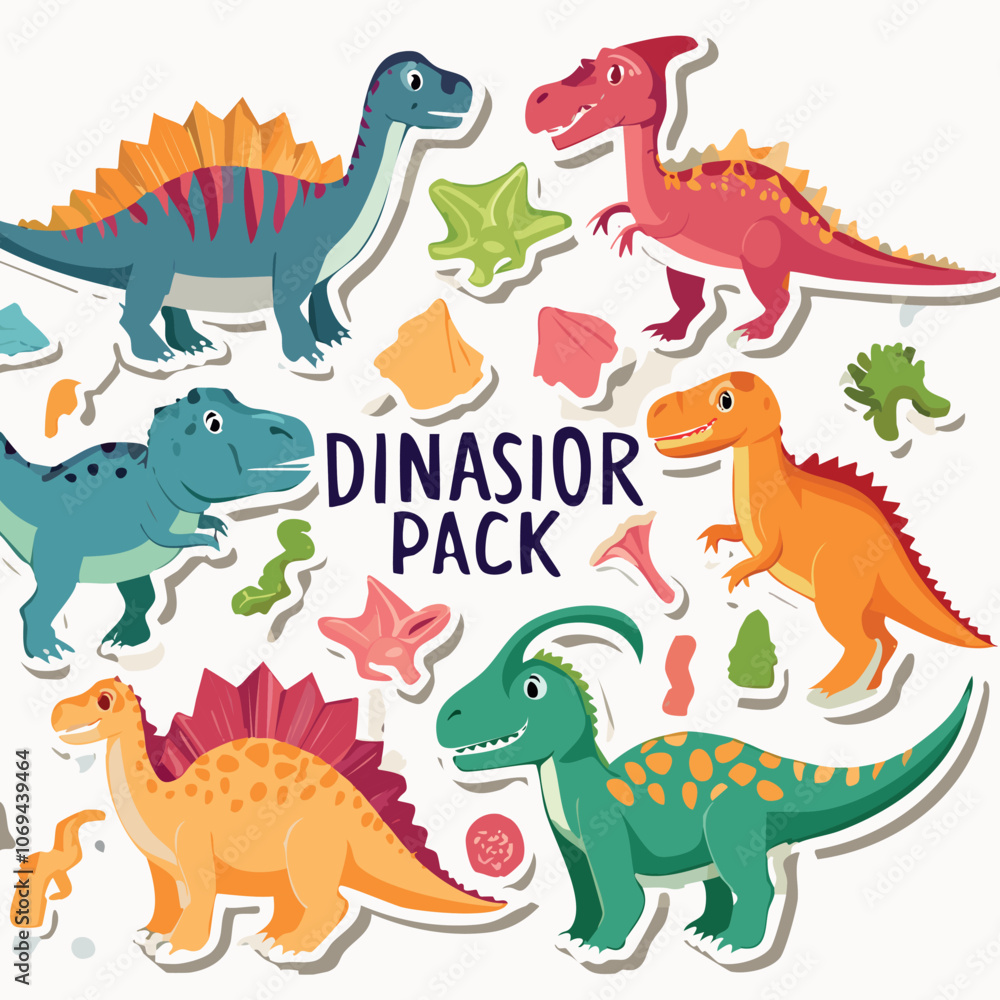 Fototapeta premium set of dinosaurs cartoon