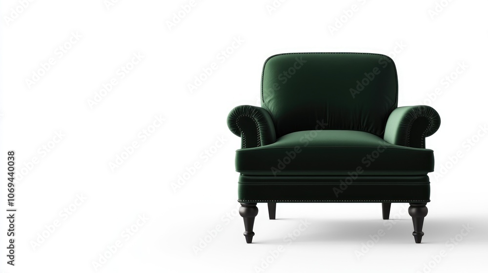 Elegant Green Armchair on White Background Elegant Green Armchair on White Background