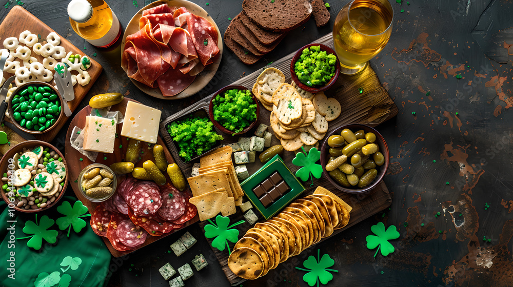 Fototapeta premium St. Patrick's Day themed charcuterie board, food photography