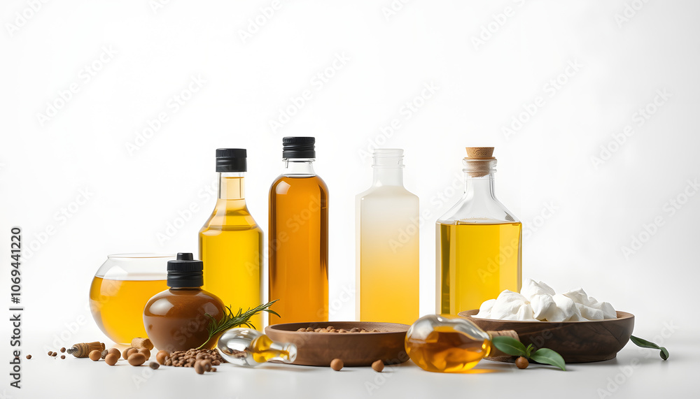 Alternative oils concept, food background isolated with white highlights, png Alternative oils concept, food background isolated with white highlights, png