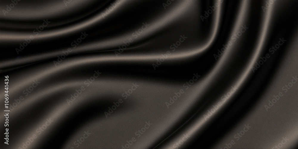Obraz premium Holiday luxurious black fabric background with premium wave cloth for a Christmas or Black Friday background, with a dynamic and flowing feel