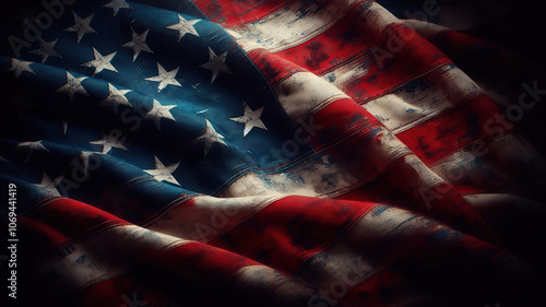 Distressed tattered American flag background wallpaper