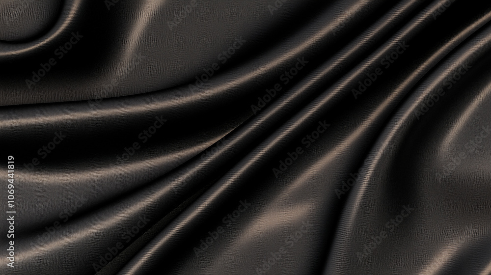 Obraz premium Holiday luxurious black fabric background with premium wave cloth for a Christmas or Black Friday background, with a dynamic and flowing feel