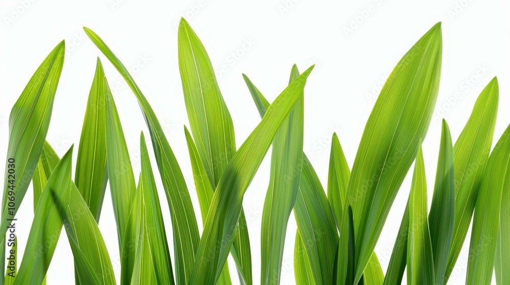 Obraz premium Vibrant green field stands out against a clean white backdrop, showcasing natures beauty in a minimalist setting.