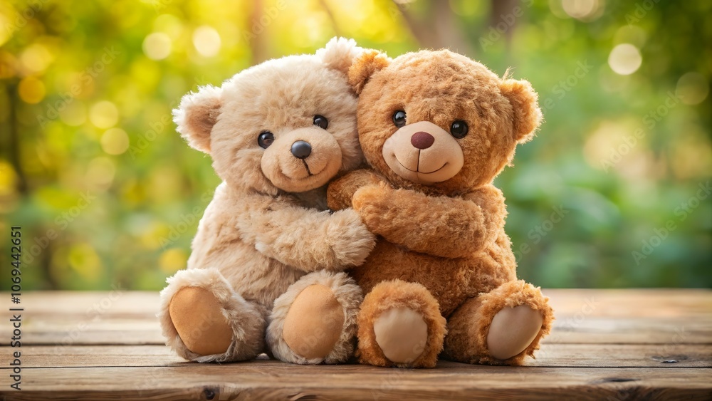 two plush bears hugging each other showing happiness ideal for love and friendship themes two plush bears hugging each other showing happiness ideal for love and friendship themes