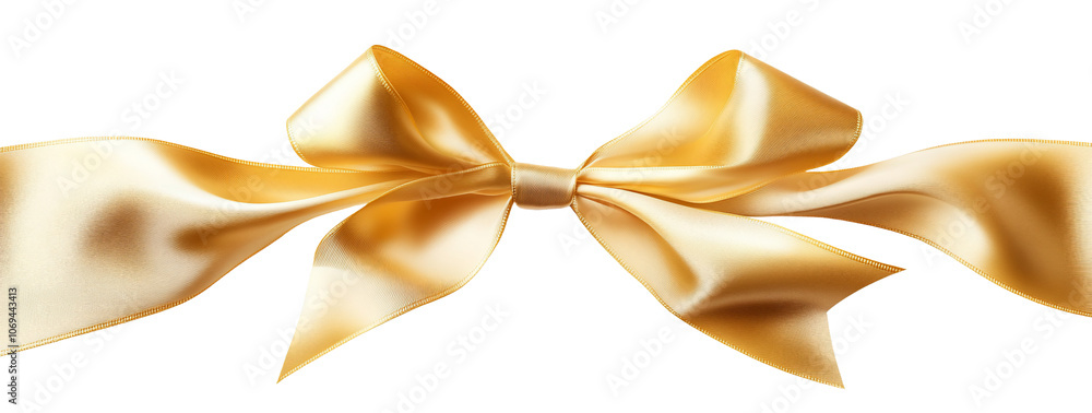 A golden satin ribbon bow, often used for decoration or gifts. A golden satin ribbon bow, often used for decoration or gifts.