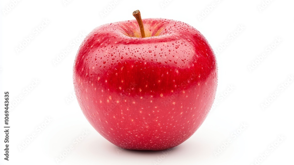Macro view of a red apple, isolated against white, sharp details and glossy texture, perfect for healthy food product ads, clean and simple Macro view of a red apple, isolated against white, sharp details and glossy texture, perfect for healthy food product ads, clean and simple