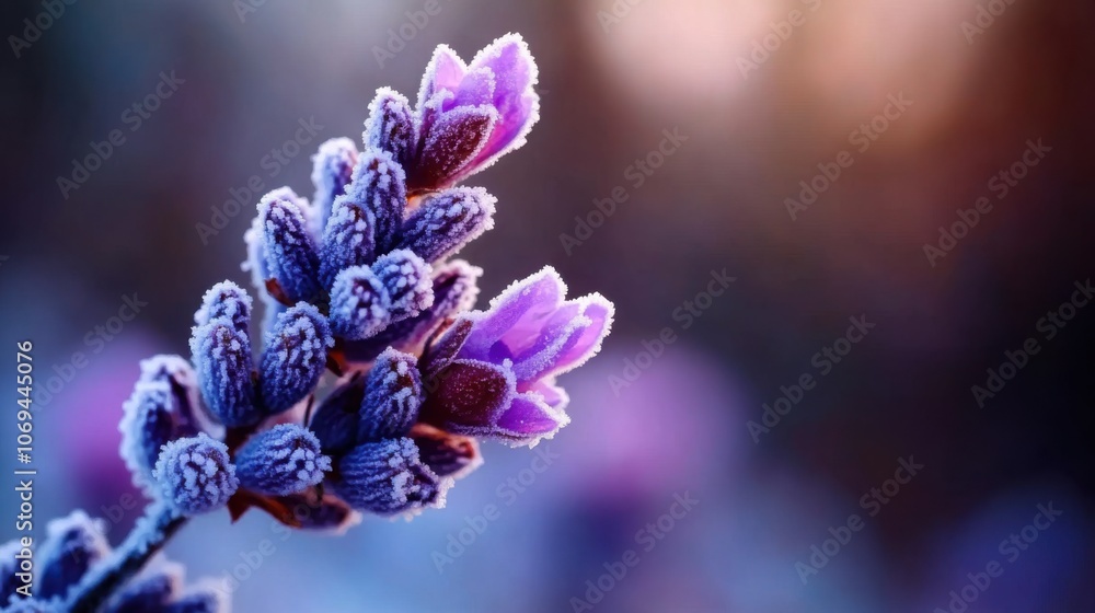 Delicate Lavender Flower Petals Covered in Frost Delicate Lavender Flower Petals Covered in Frost