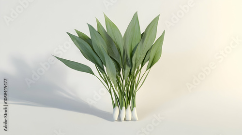 Wallpaper Mural A bunch of green plants with white bulbs on a white background. Torontodigital.ca