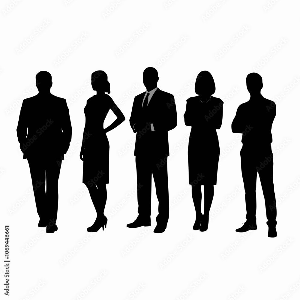 Business people, set of vector silhouettes. Business people, set of vector silhouettes.