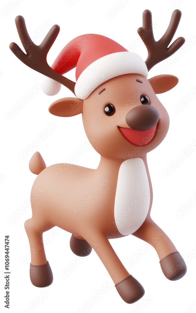 Fototapeta premium PNG Happy Chubby reindeer walking illustration animal santa.