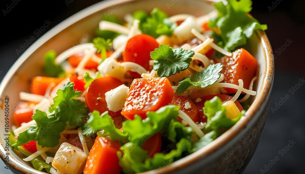 Close-up of bowl of tasty salad isolated with white highlights, png Close-up of bowl of tasty salad isolated with white highlights, png