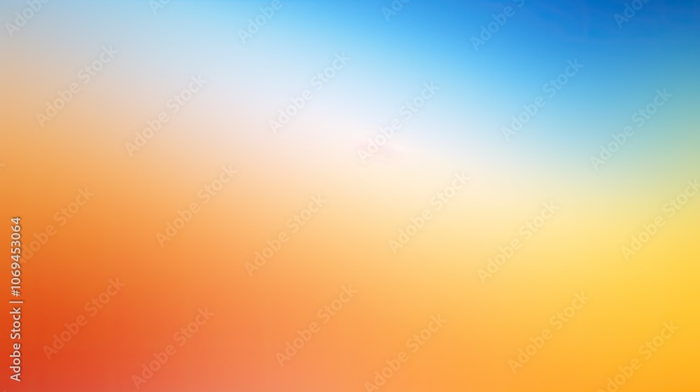 Naklejka premium Color gradient background, abstract pastel rainbow. Light orange blue yellow white color banner gradation texture, vector blue yellow noise texture blur abstract background