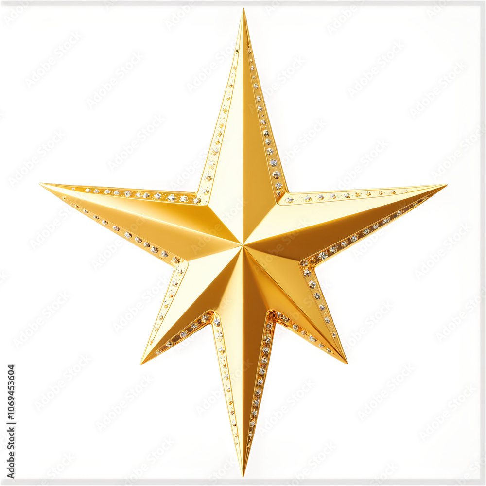 Obraz premium Gold star with diamond accents on transparent background