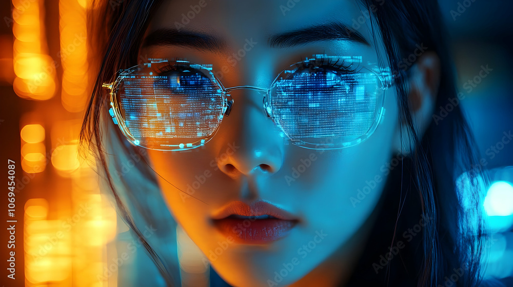 Digital Code Glasses - Illustration Digital Code Glasses - Illustration