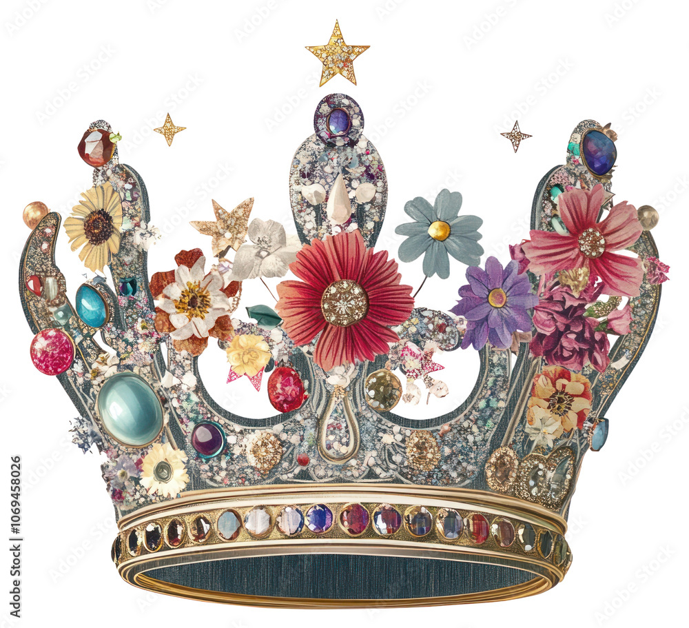 Naklejka premium PNG Flower Collage Epiphany crown illustration elements flower.