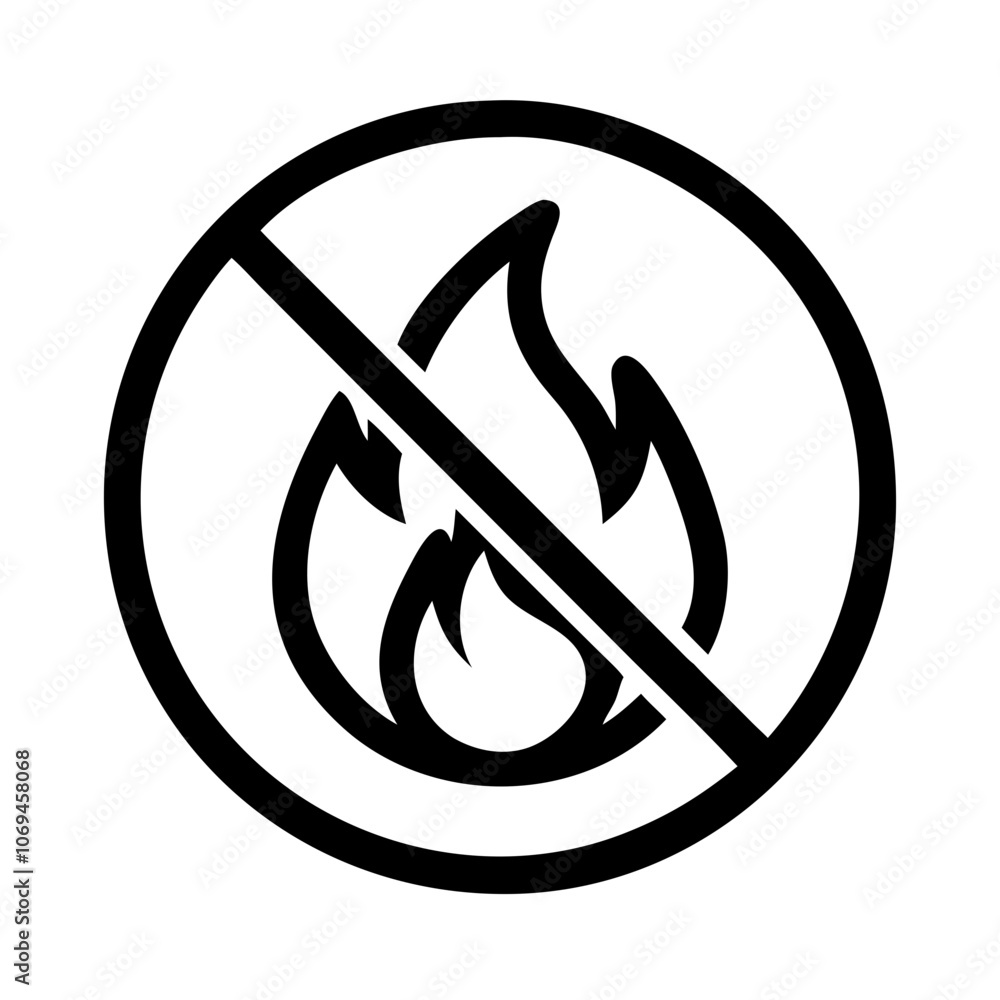 Icon of fire safety symbol on white background, minimalistic design, copy space Icon of fire safety symbol on white background, minimalistic design, copy space