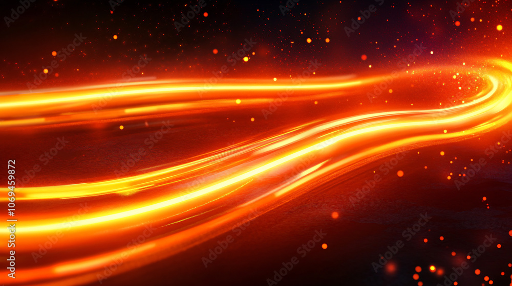 Fototapeta premium Abstract orange neon lights with glowing effects and futuristic design.