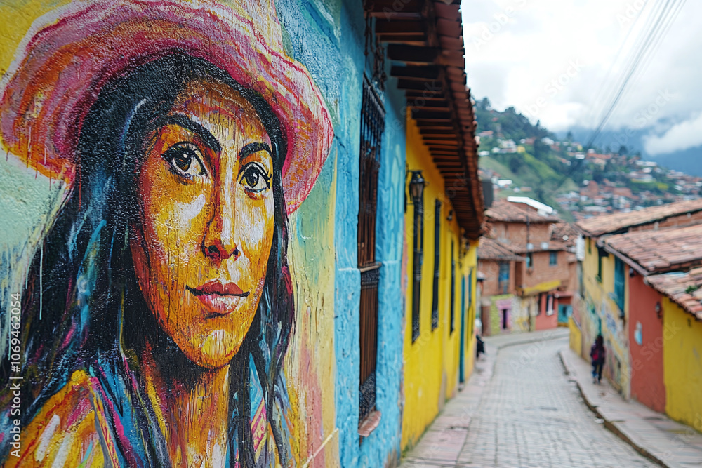 Naklejka premium Colombian street art in Bogota.