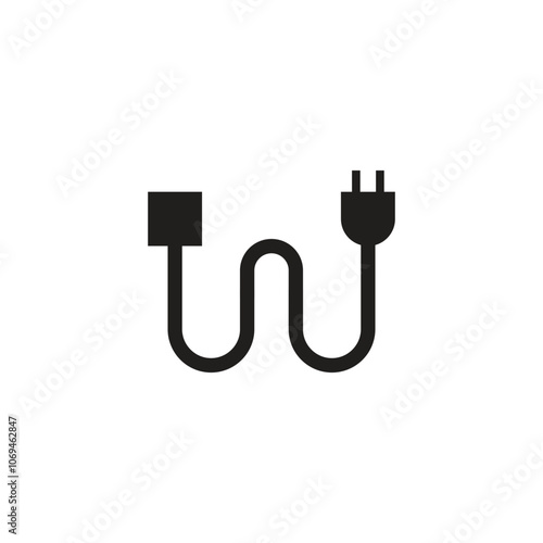 Logo letter E wire or cable unique design with blank background