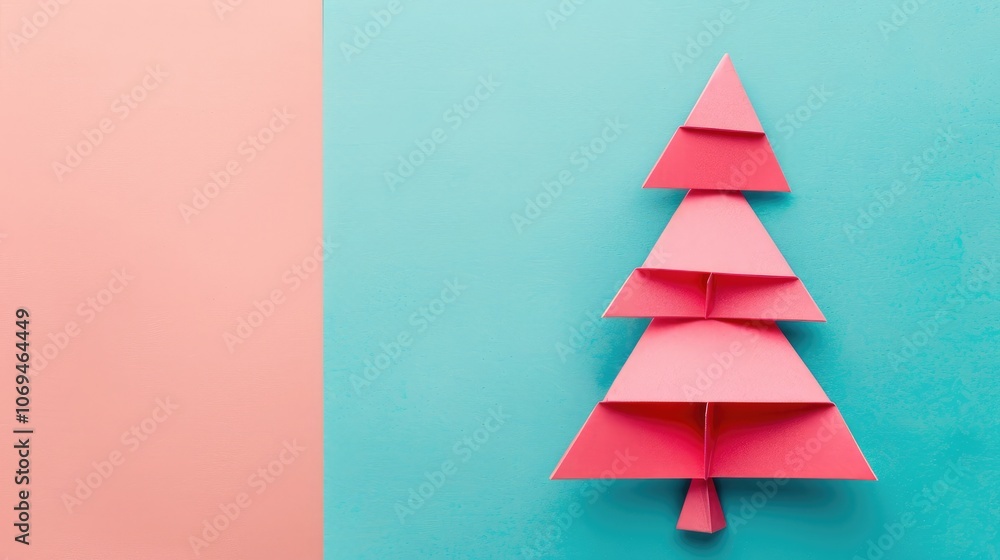 Simple paper Christmas tree greeting card, Christmas festival concept. Simple paper Christmas tree greeting card, Christmas festival concept.