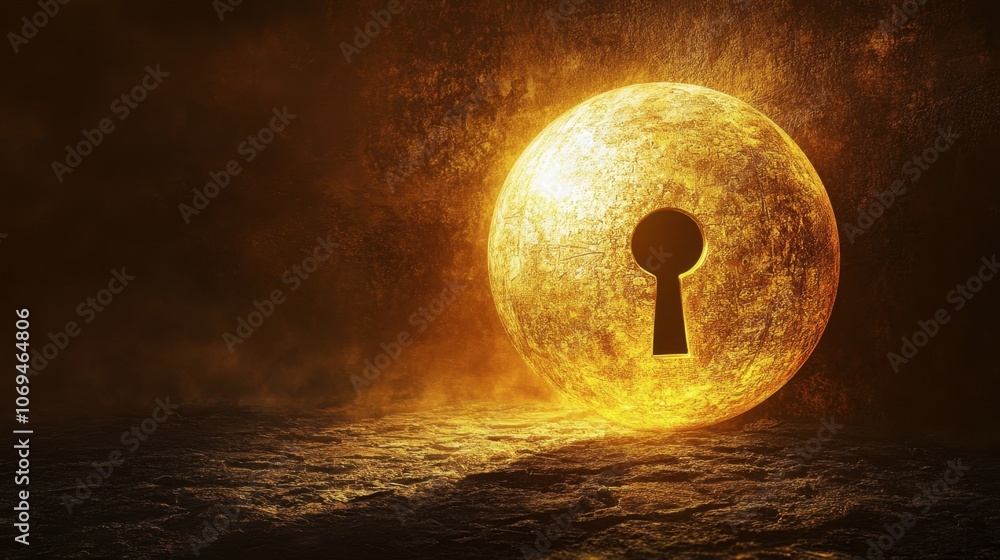 Golden Keyhole Symbolizing Mystery and Discovery Golden Keyhole Symbolizing Mystery and Discovery