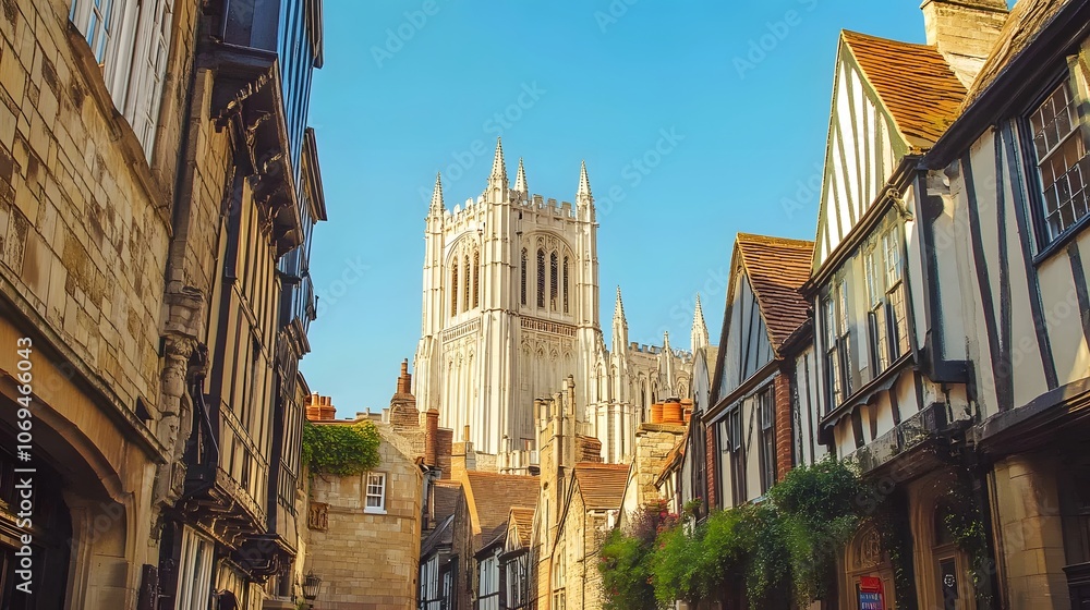 Fototapeta premium The majestic York Minster Cathedral surrounded by historic buildings