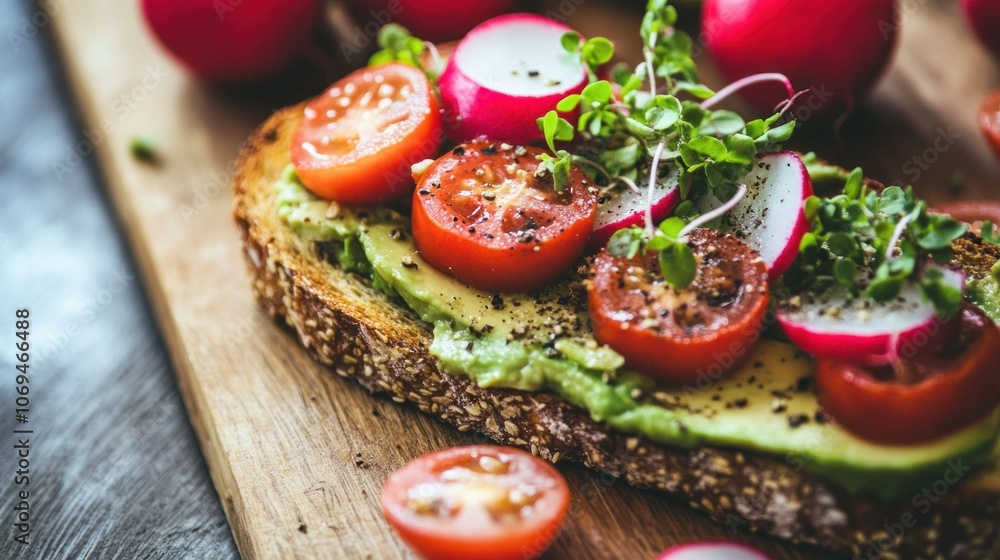 Avocado Toast with Tomatoes and Radishes Avocado Toast with Tomatoes and Radishes