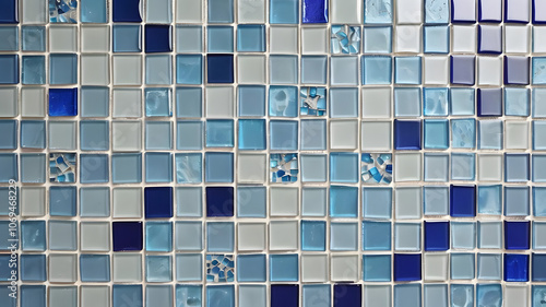 blue tiles background, bathroom mosaic tiles design