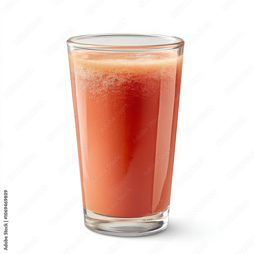 A glass of fresh watermelon juice, isolated on a white background, emphasizing a refreshing summer drink A glass of fresh watermelon juice, isolated on a white background, emphasizing a refreshing summer drink