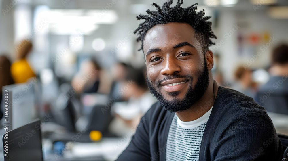 Smiling Man in Office Setting - Realistic Photo Smiling Man in Office Setting - Realistic Photo