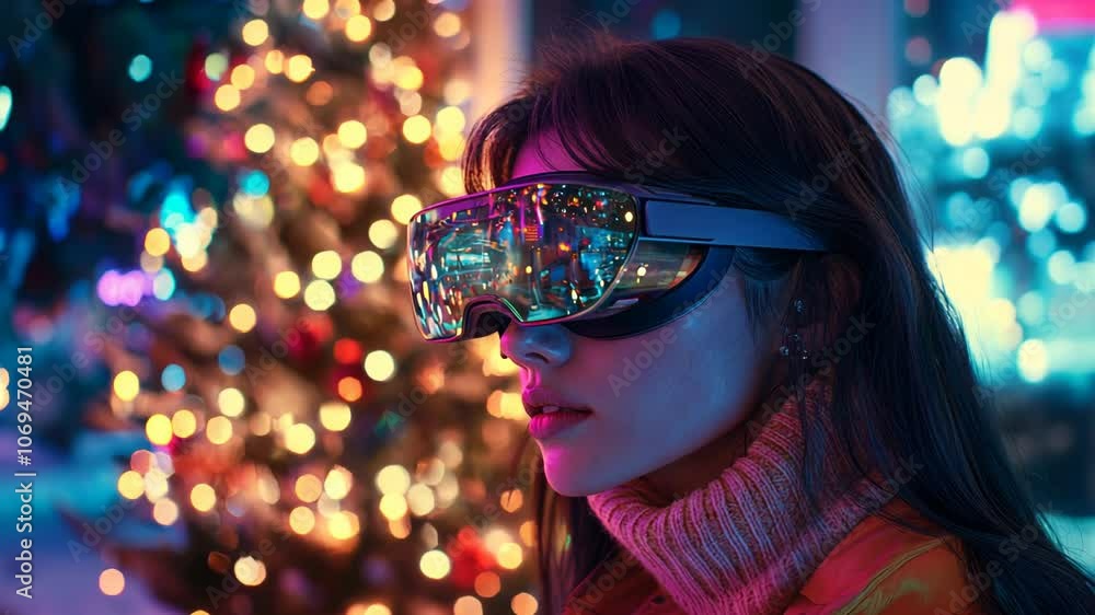 Futuristic Woman in Digital Augmented Reality Glasses Futuristic Woman in Digital Augmented Reality Glasses