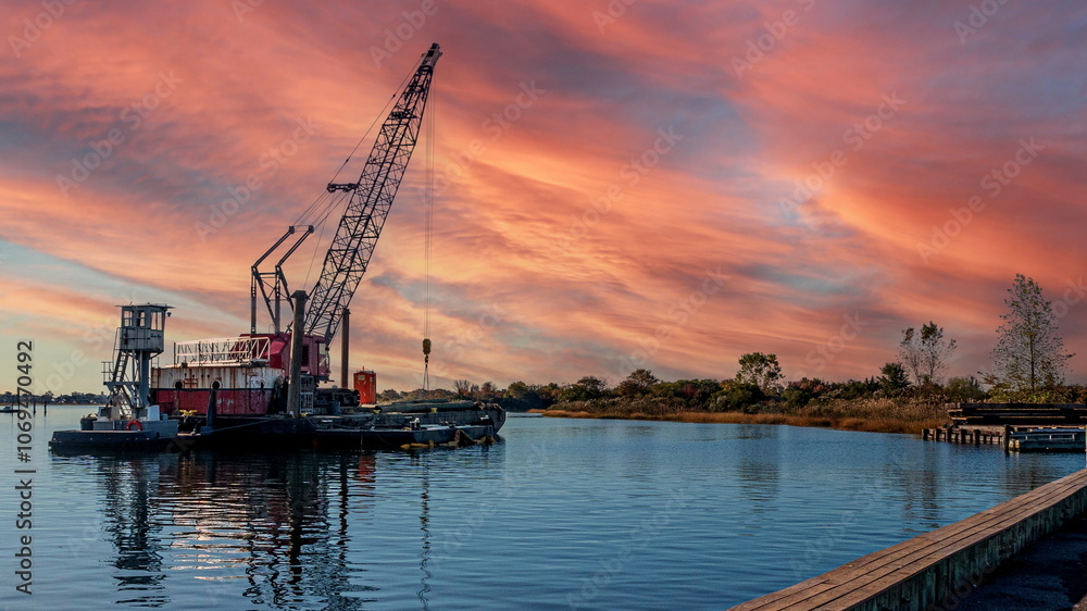 Maritime crane in the harbor