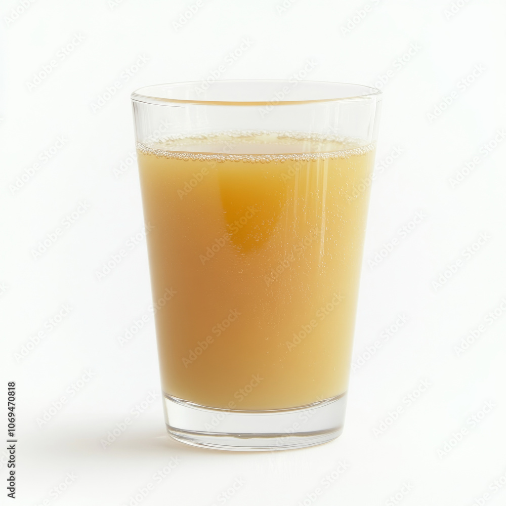 A glass of tangy orange juice, isolated on a white background, highlighting a breakfast classic A glass of tangy orange juice, isolated on a white background, highlighting a breakfast classic