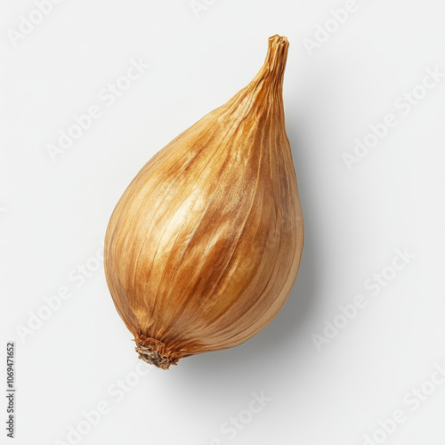 Wallpaper Mural A single golden-brown garlic clove, isolated on a white background, highlighting a flavorful ingredient Torontodigital.ca
